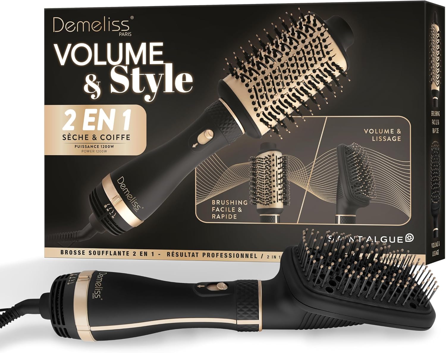 Saint Algue - Demeliss 2en1 - brosse coiffante 2 têtes, céramique