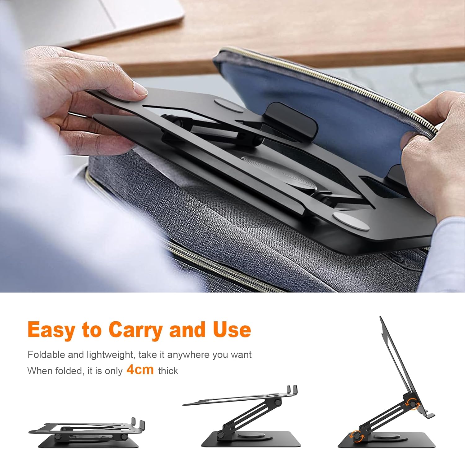 GRIFEMA - support laptop GB1050 - 11-17'' - hauteur réglable, rotatif, pliable