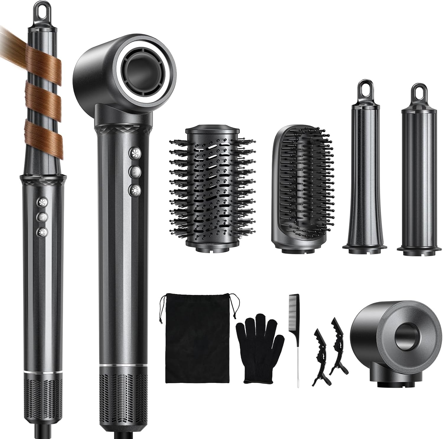 AirStyle - multistyler 5 en 1 - 30mm/38mm - moteur haute vitesse, ionique