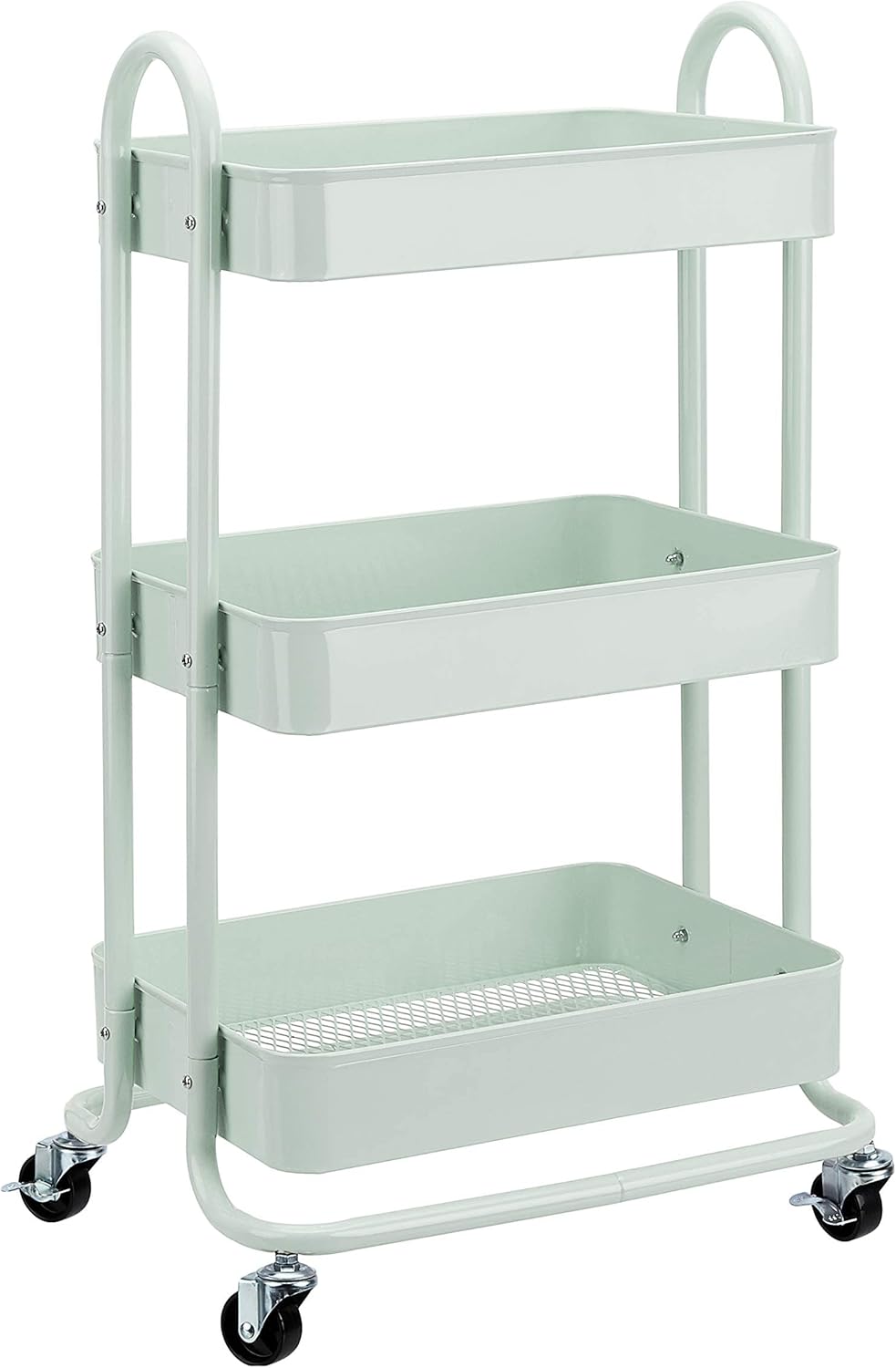 melyano Basics - chariot 3 niveaux, roulettes, rangement cuisine, vert menthe