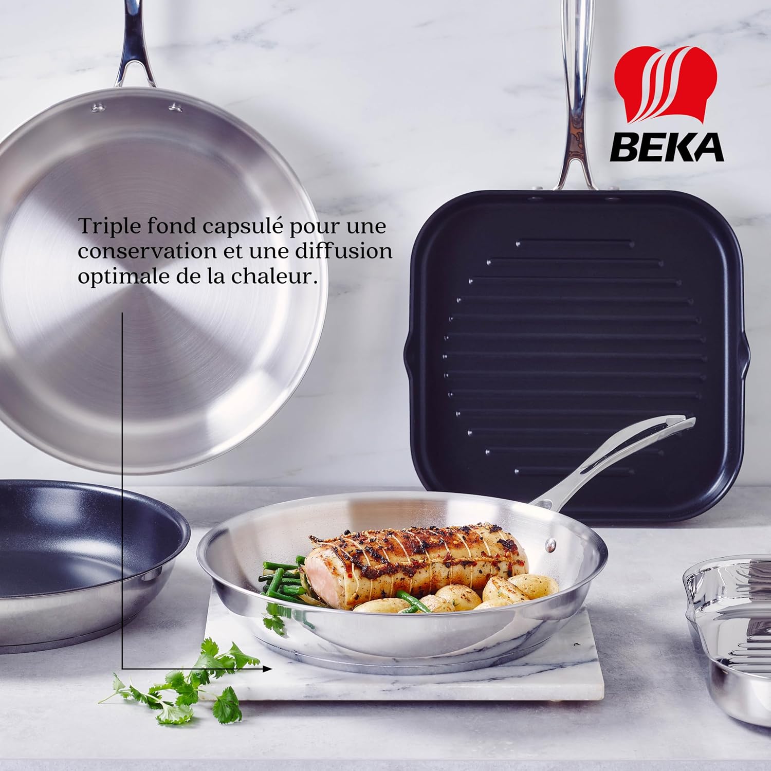Beka - Poêle à frire inoxydable - 30 cm - poignée chef, 12068414