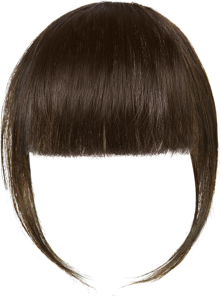 LOPHE - Frange à clip cheveux humains - marron foncé - bangs tressés