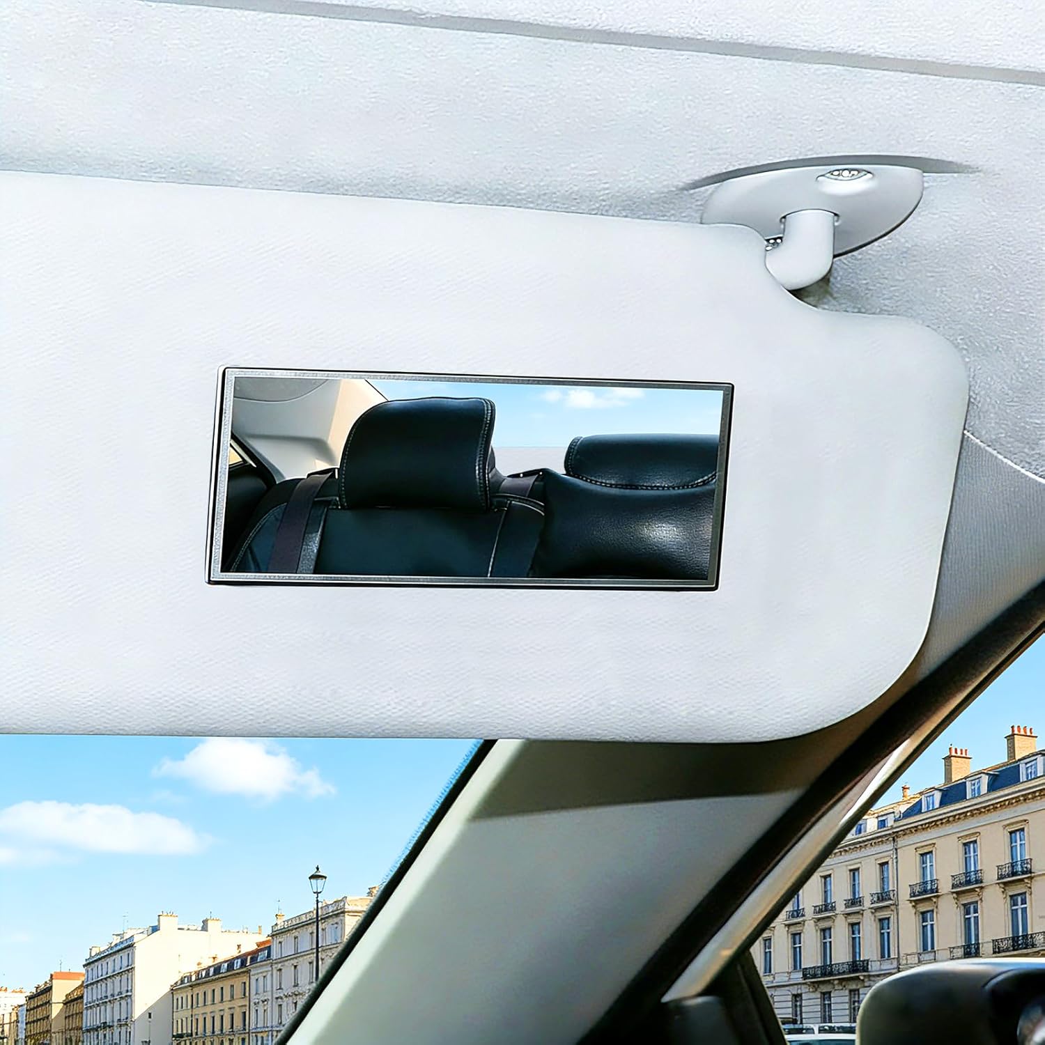 Miroir cosmétique universel - pare-soleil auto, portable, intérieur - compact, facile à installer