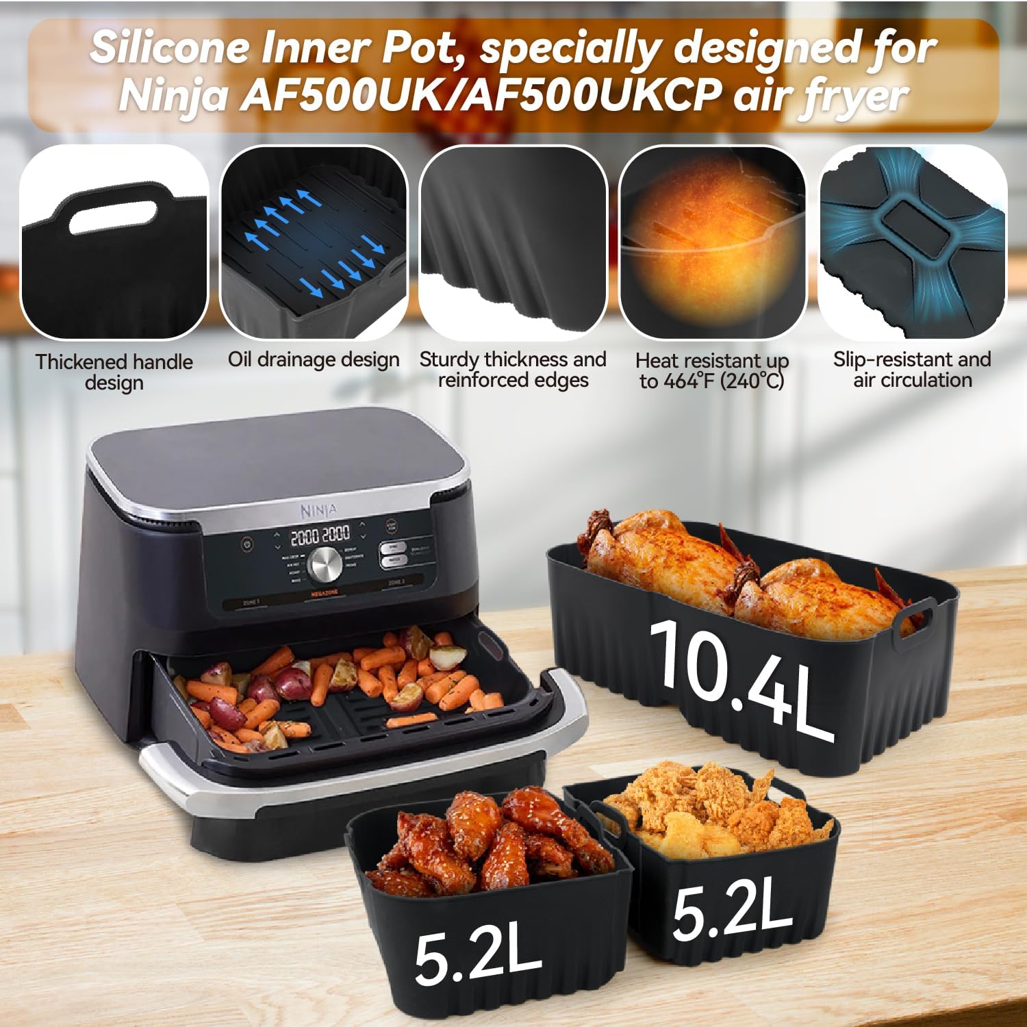 Accessoires Air Fryer - pour Ninja - 10.4L - Moule silicone, lot 22pcs, AF500EU