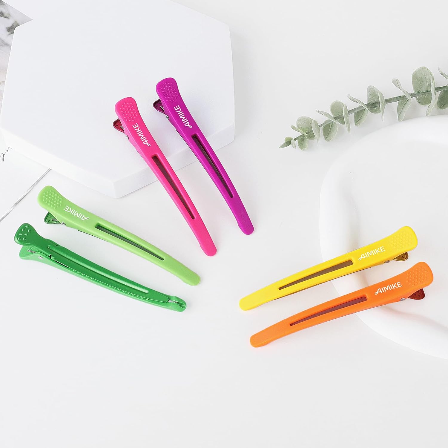 AIMIKE - pinces à cheveux néon - lot de 6 - antidérapantes, bec de canard, sans trace