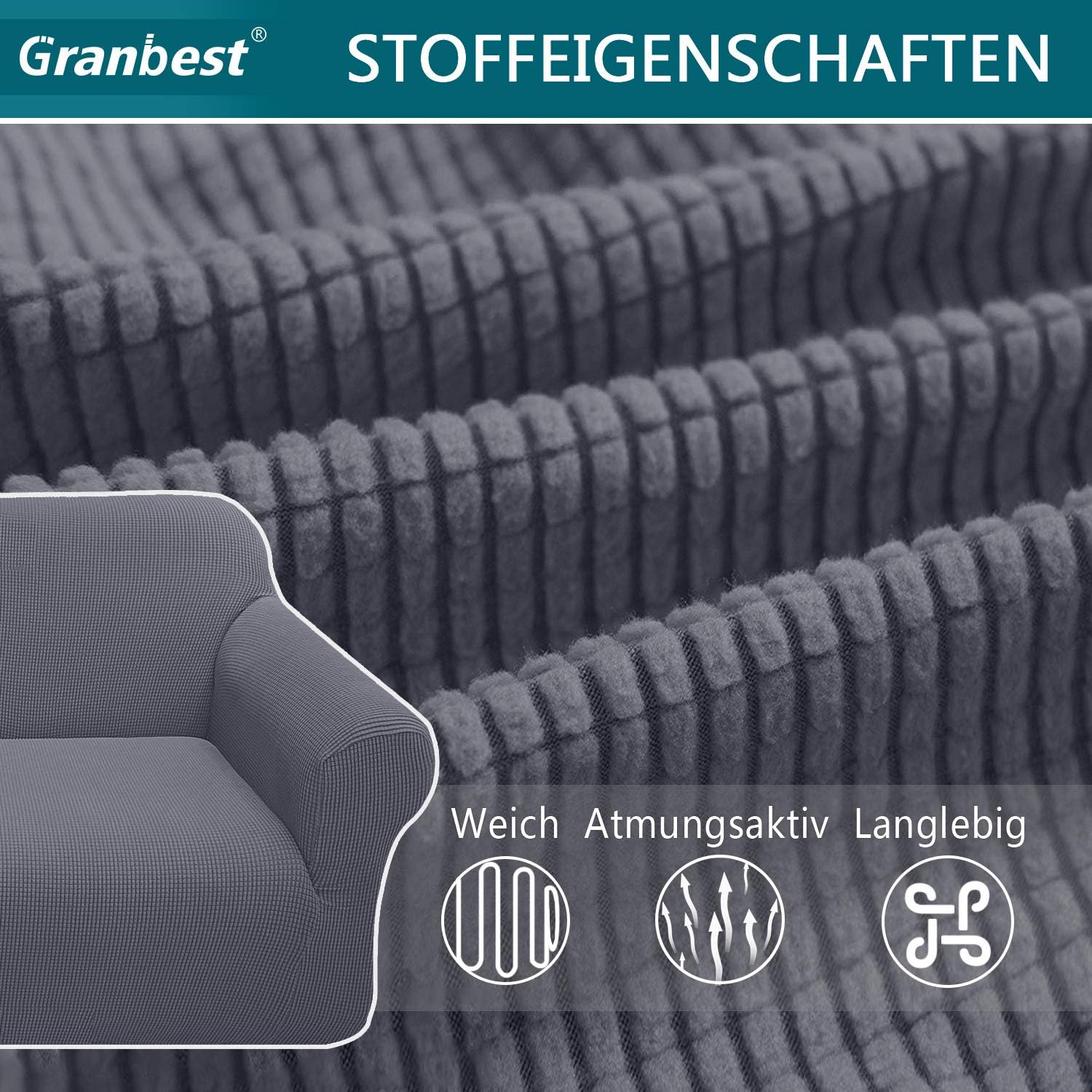 Granbest - housse canapé jacquard élastique, salon, protection, animaux