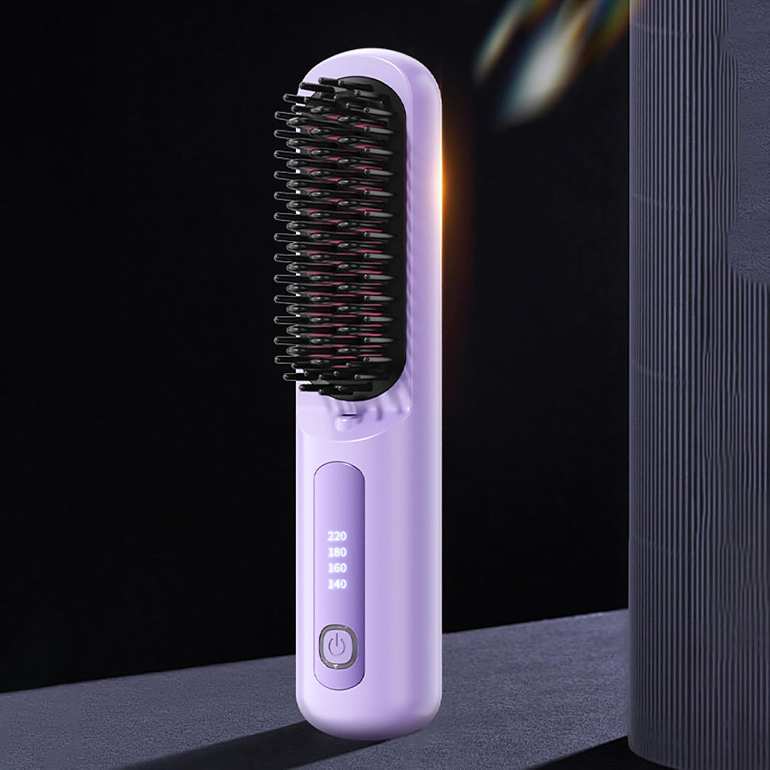 Brosse chauffante cheveux courts - 3 niveaux, LED, USB rechargeable, portable