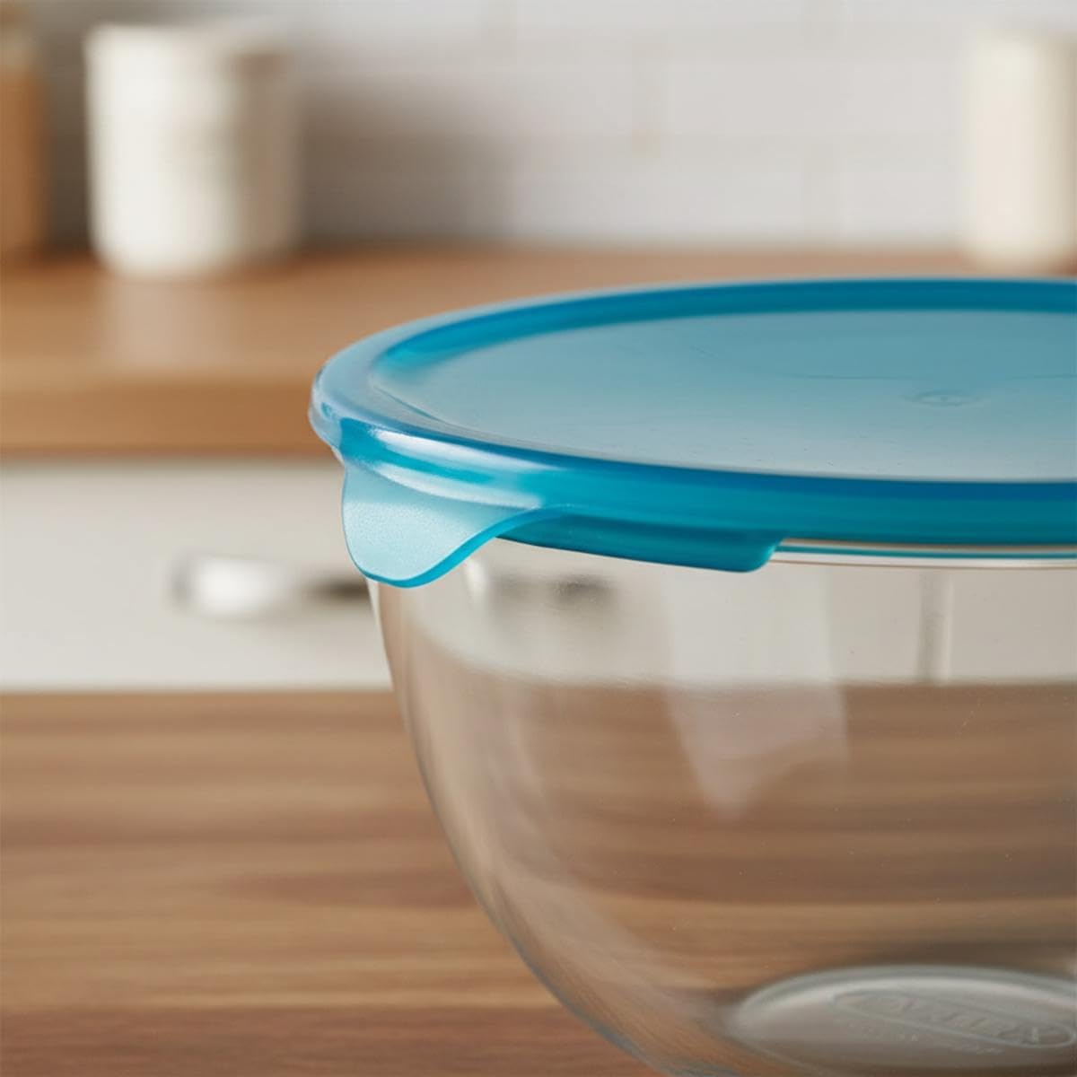 Pyrex - Bol verre borosilicate 2L, couvercle, résistant, transparent, vert