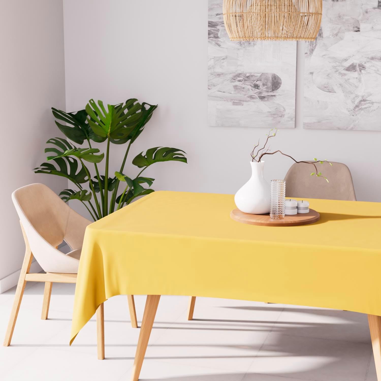 Soleil d'Ocre - Nappe Rectangle - 160x270 cm - Polyester anti-taches, jaune radieux