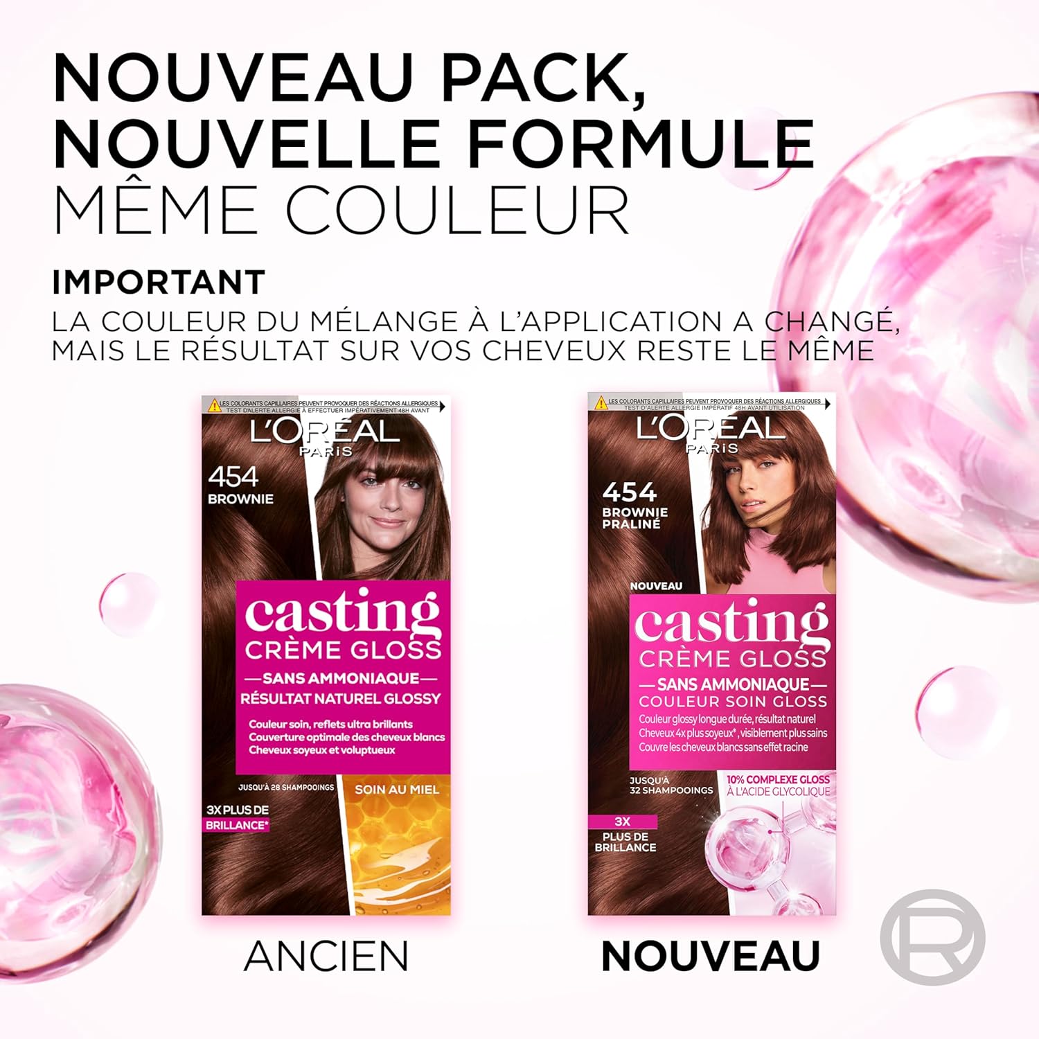 L'Oréal Paris - Casting Crème Gloss - semi-permanent, sans ammoniaque - couleur soin Brownie Praliné, 454