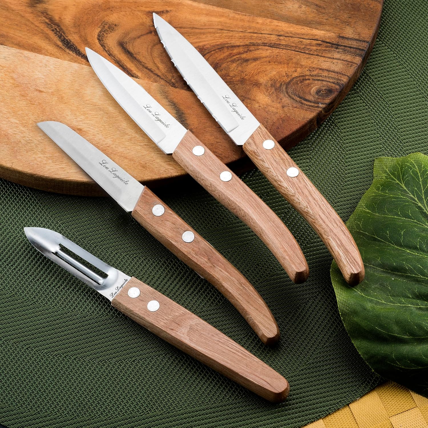 Lou Laguiole - Forest - 4 couteaux d'office - inox 13C, bois clair
