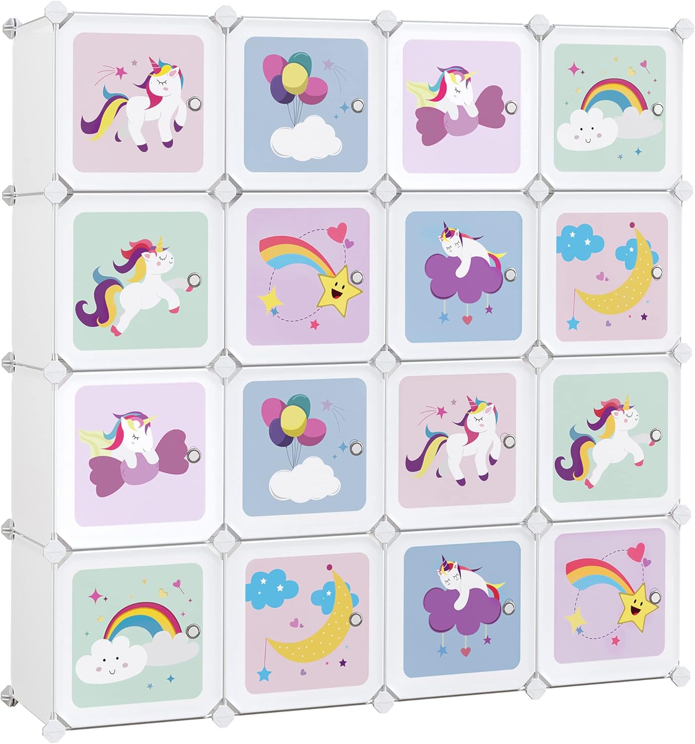 SONGMICS - armoire modulable enfant, 16 cubes, 123x31x123cm, portes, LPC906W01