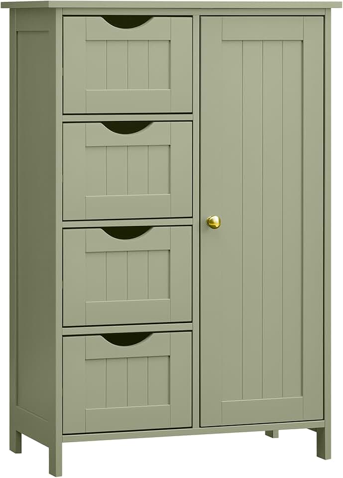 VASAGLE - meuble salle de bain, 30x55x82cm, 4 tiroirs, armoire, LHC041C02