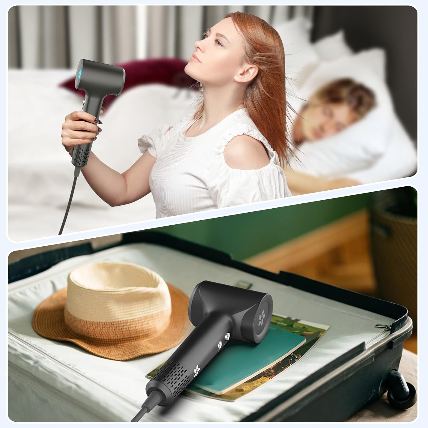 Sèche-cheveux - moteur 110 000 tr/min, 1500W, séchage rapide, 57 dB