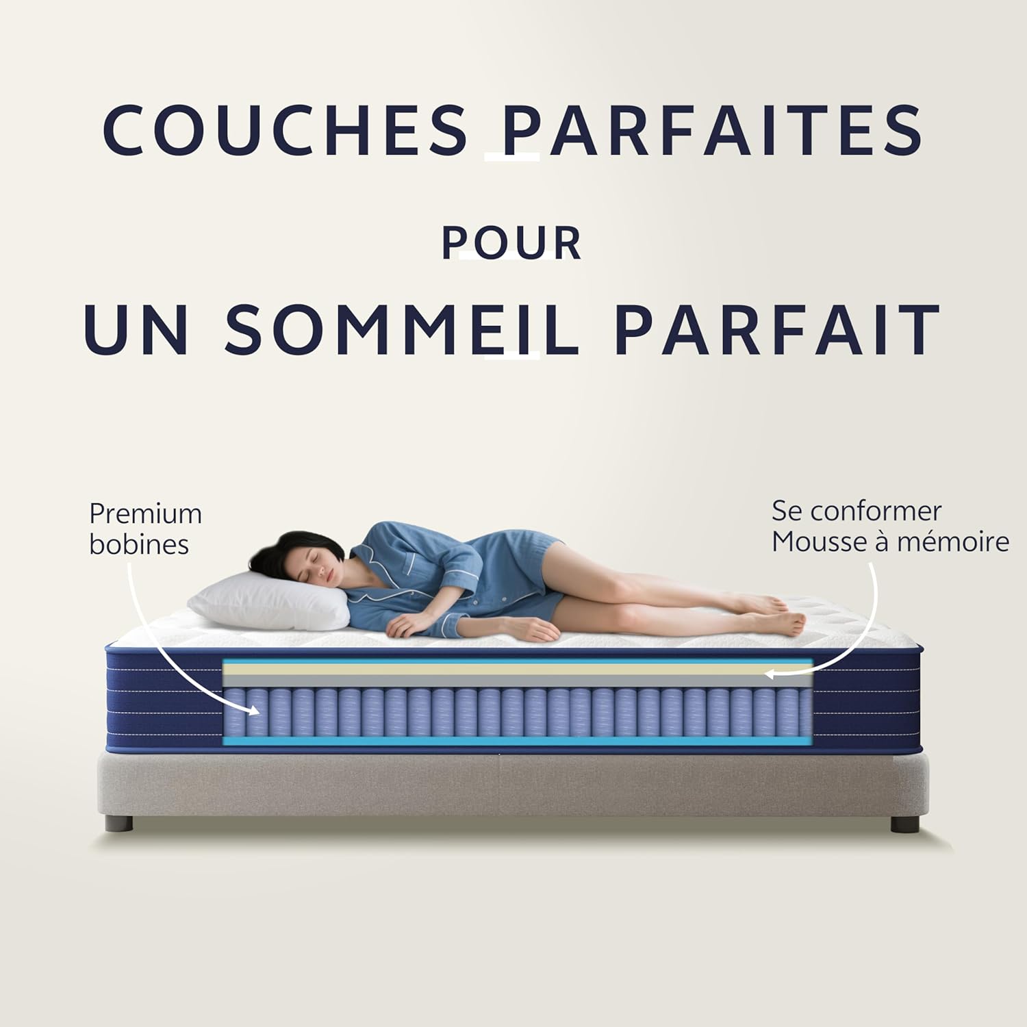 PurrJoys - Hybrid - 140x190 cm - mousse mémoire, ressorts, certifié