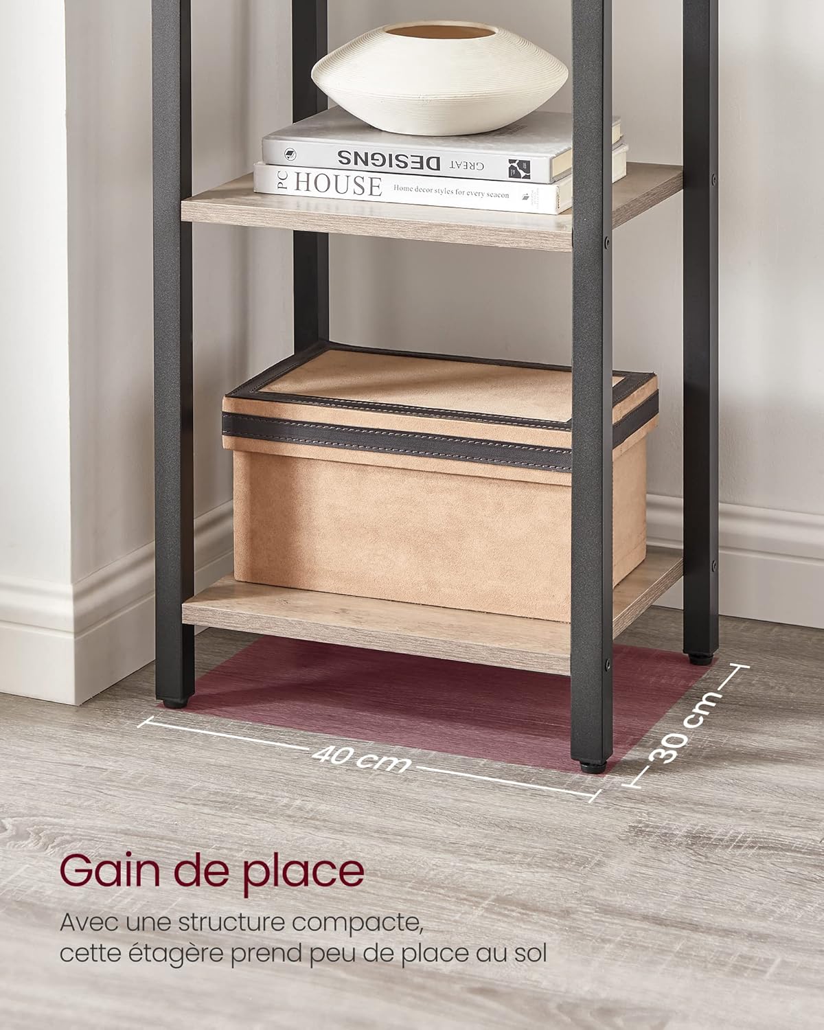 VASAGLE - étagère industrielle 6 niveaux, 30x40x187,5 cm, rangement bureau-salon-chambre, LLS101B02