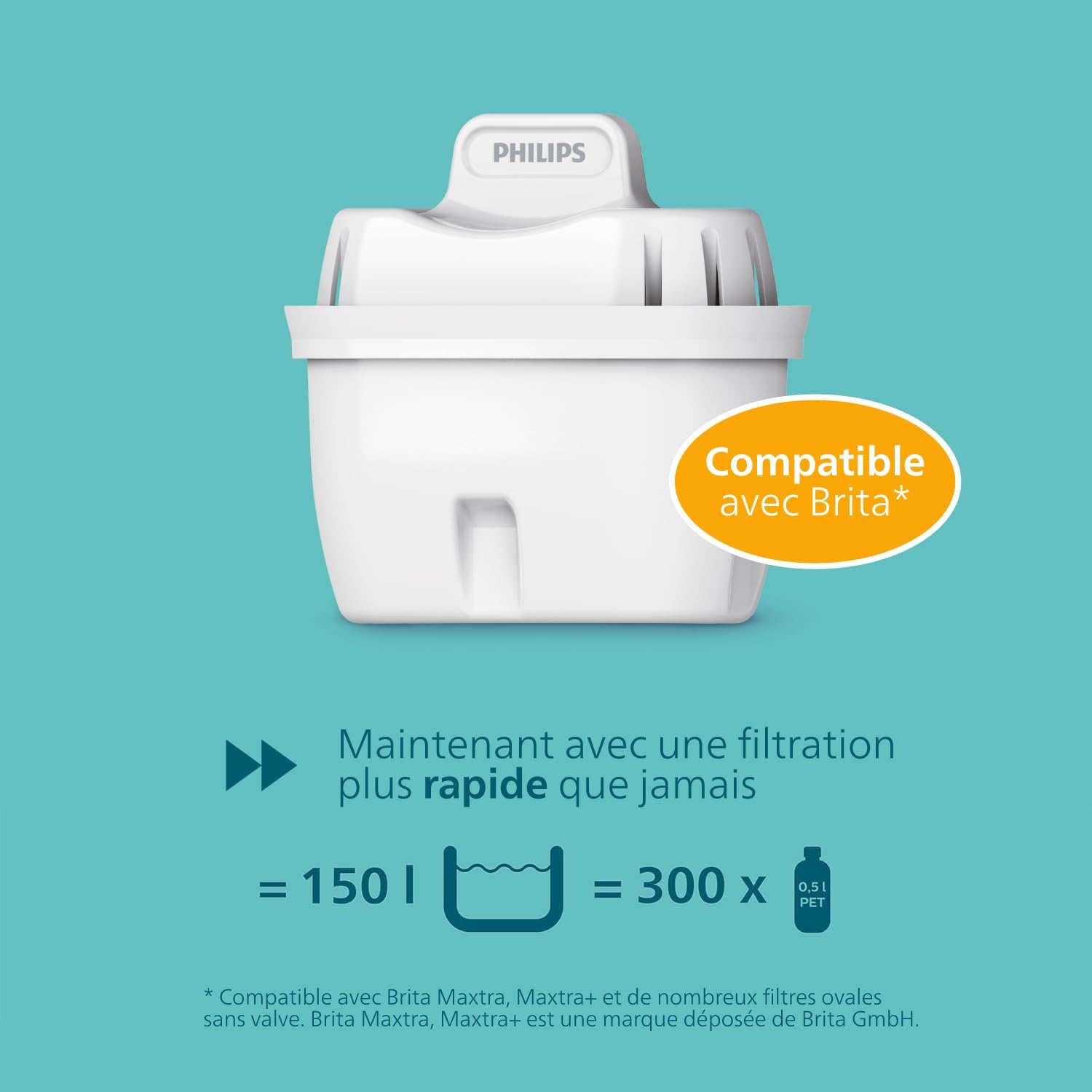 Philips - cartouches filtrantes série Anticalcaire+ - lot de 3 - réduction de dureté, compatible Brita