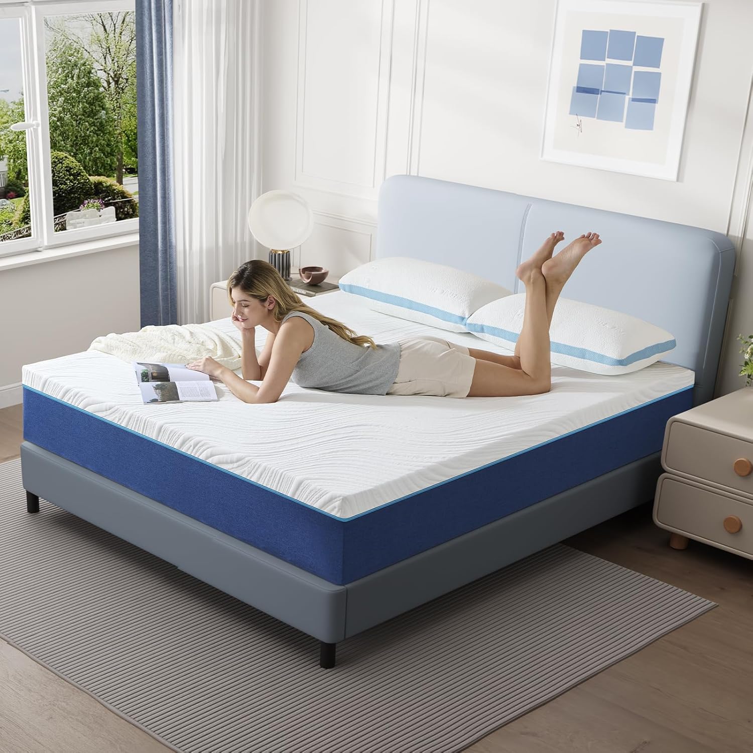 Matelas mousse mémoire de forme, 160x200 cm, 7 zones, 20 cm, réversible