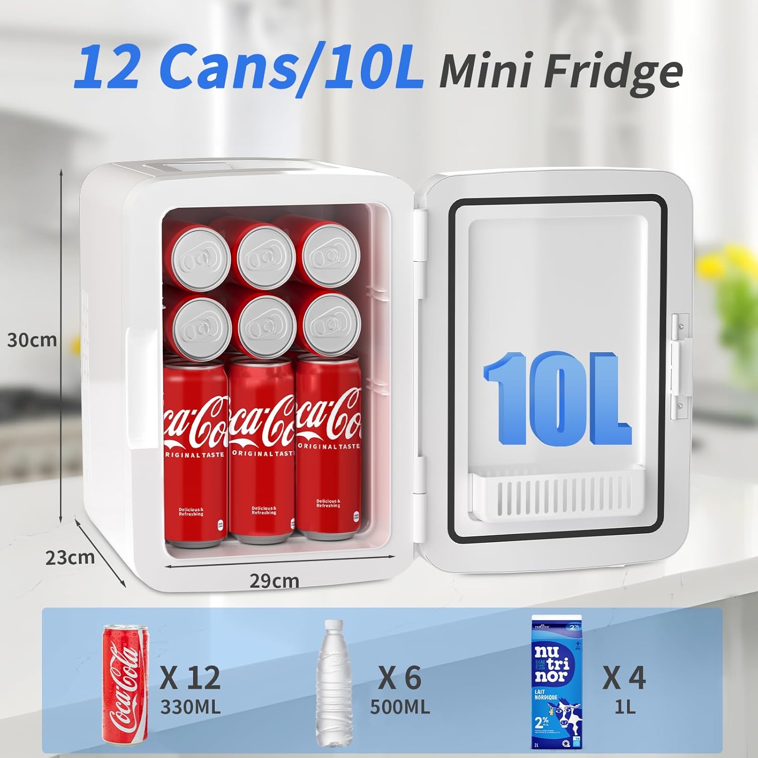 YASHE - Mini Frigo 10L - 6 canettes, thermoélectrique, bureau/voiture