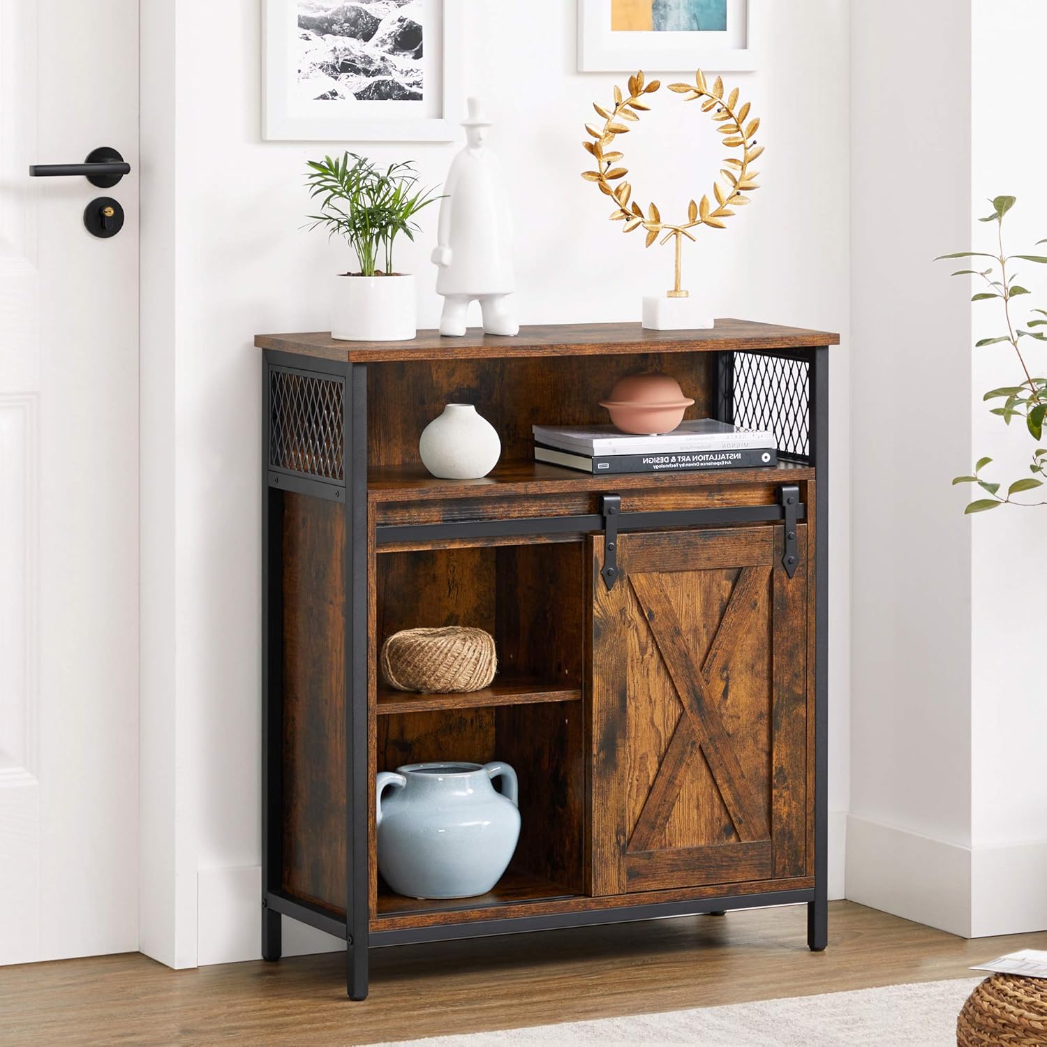 VASAGLE - meuble de rangement buffet, 30x70x80 cm, porte coulissante, LSC089B01V1