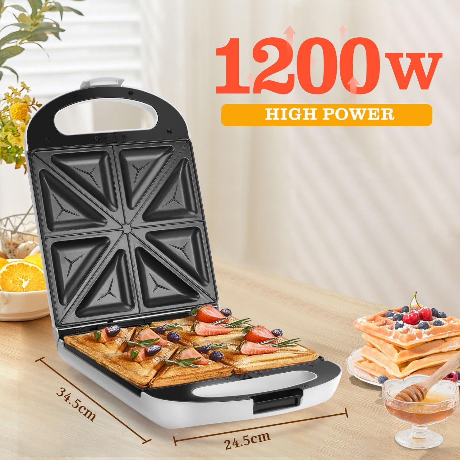 Taylor Swoden – Gaufrier 3-en-1 – 4 sandwichs – 1200W, plaques antiadhésives interchangeables
