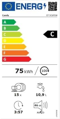 Candy - lave-vaisselle CF5C6F0W - 60 cm - grande capacité, éco-énergie