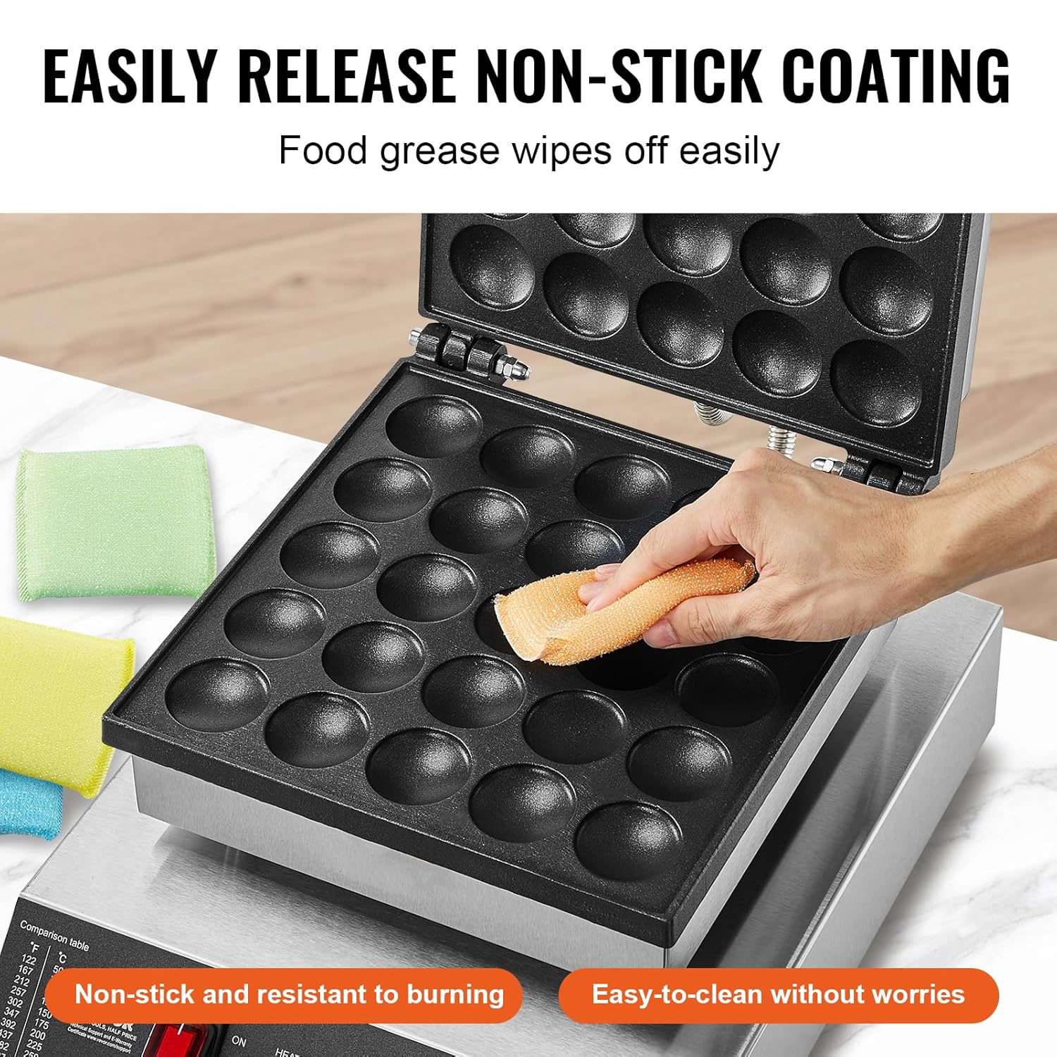 VEVOR - Appareil à Pancake, 25pcs, 43mm - inox, 1700W, temps/température réglables