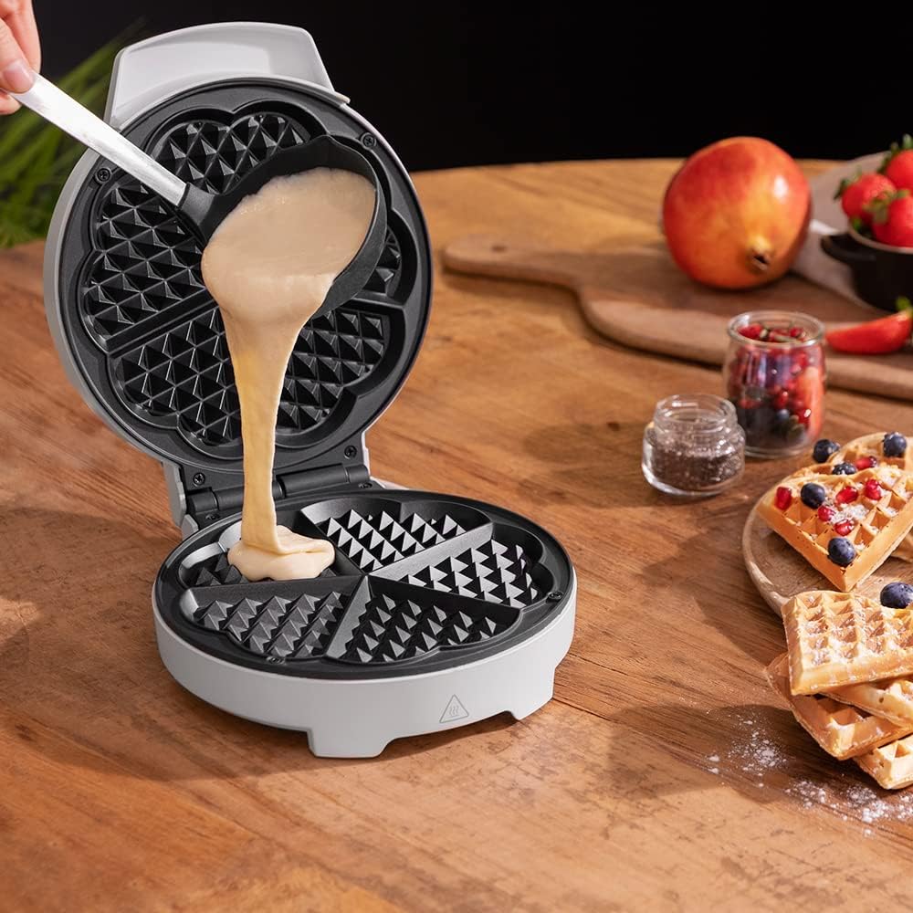 Cecotec - Fun Gofrestone Sweetie - 1000W - inox, grande gaufre, 5 cœurs