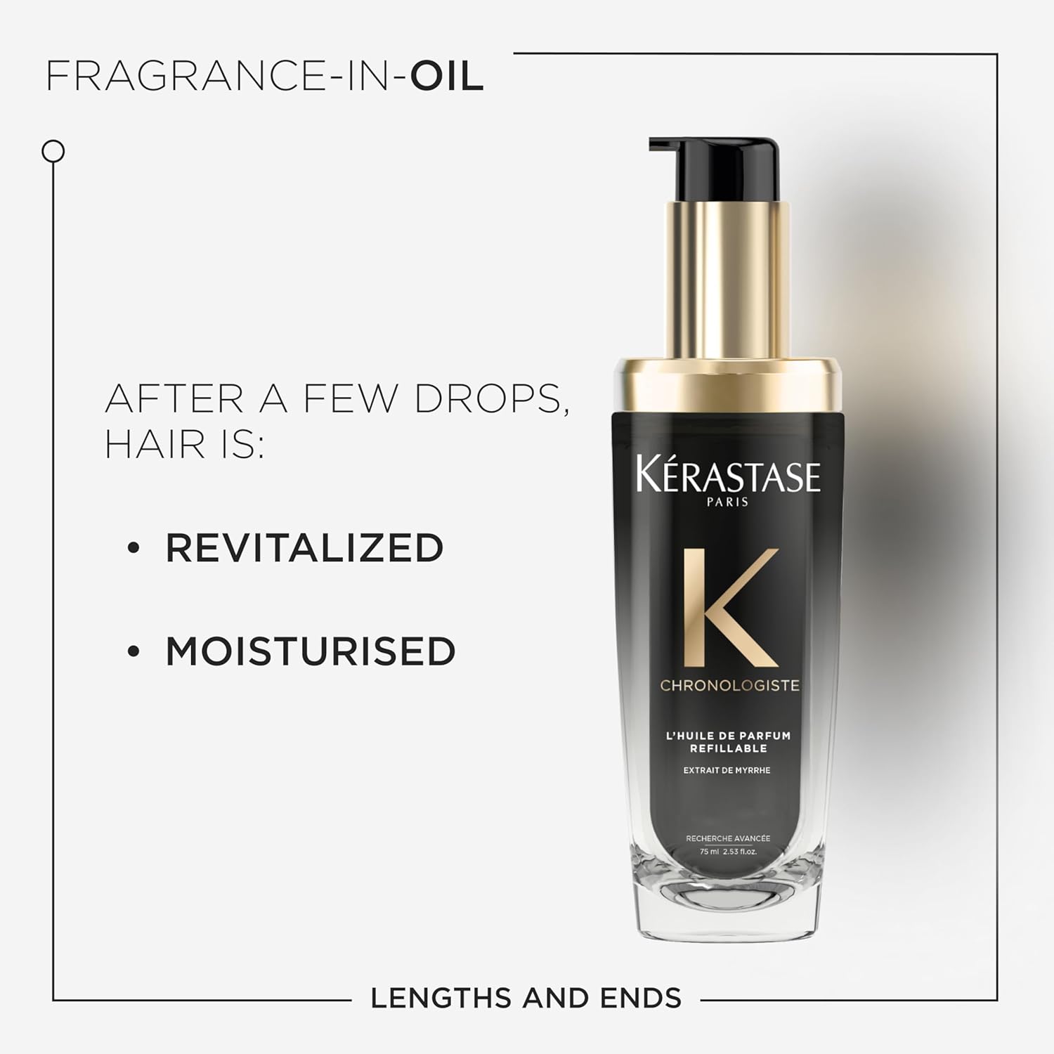 Kérastase - Chronologiste Huile cheveux 75ml - nourrit, revitalise, parfum myrrhe, flacon rechargeable