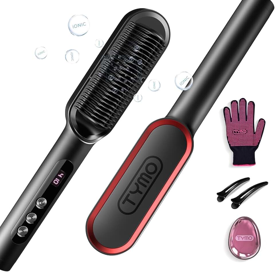 TYMO - Ring Plus - Brosse lissante, 9 températures, ions négatifs, LCD, 120-210°C