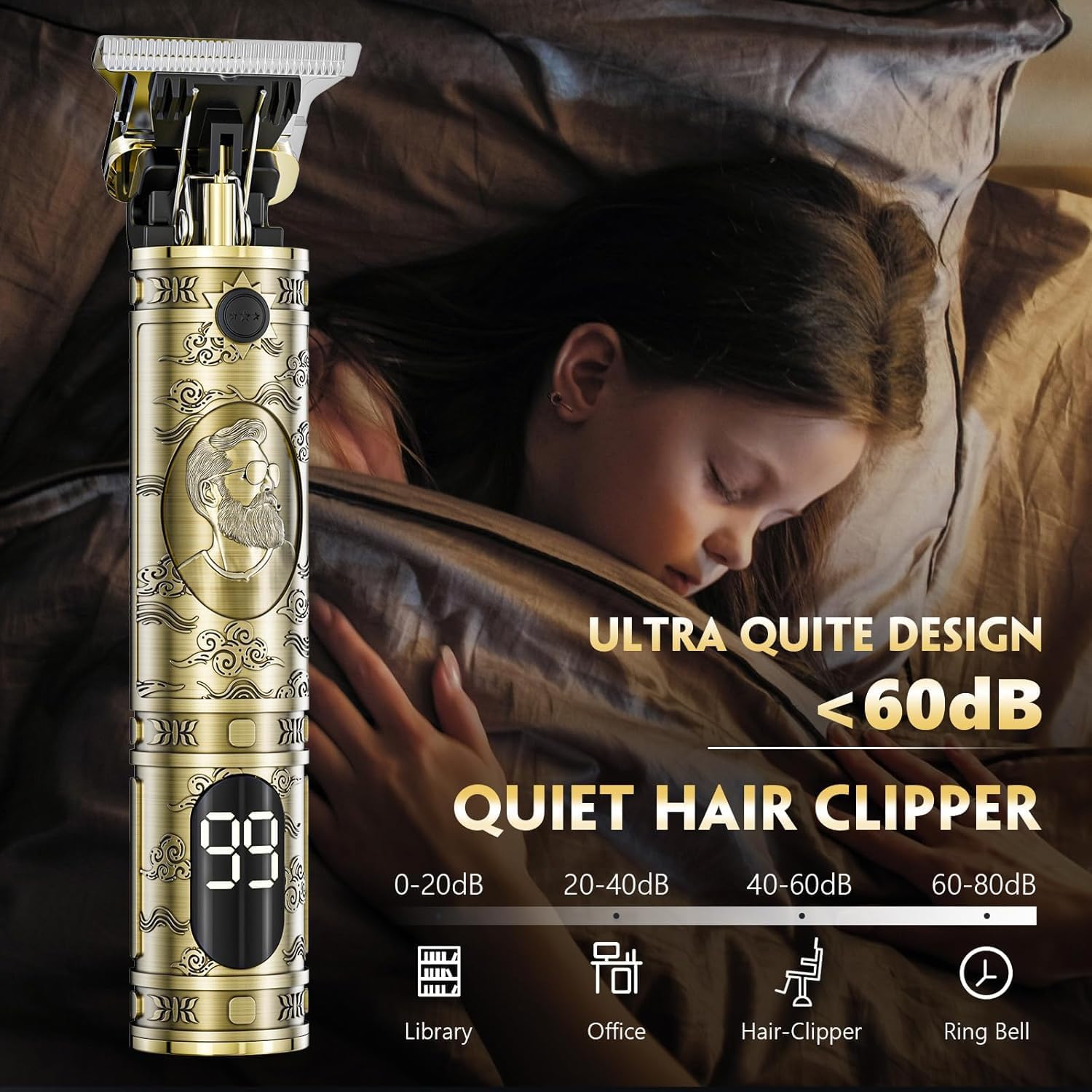 Tondeuse cheveux homme - finition T zéro - LED, coupe précise, rechargeable