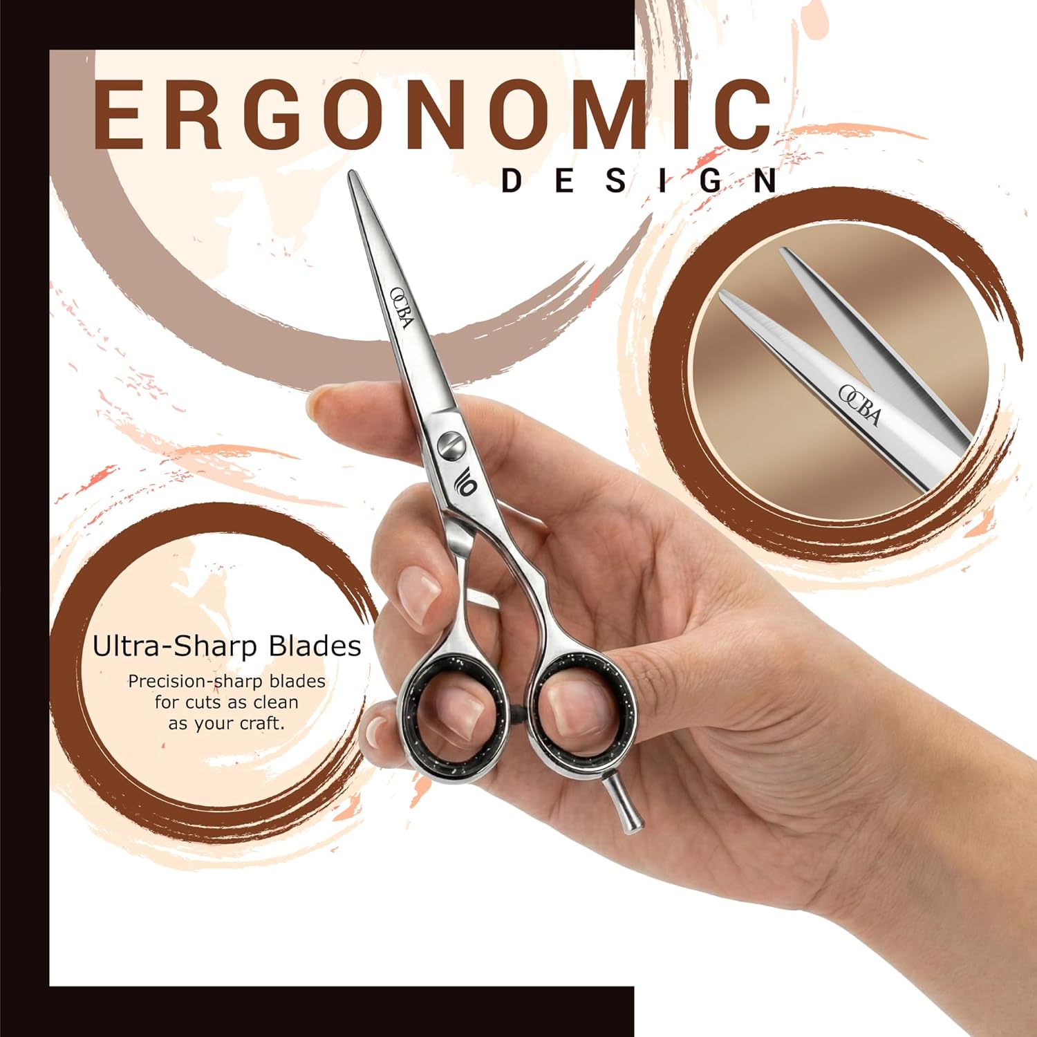 Ciseaux de coiffure - 6 pouces - inox, coupe précise, usage mixte