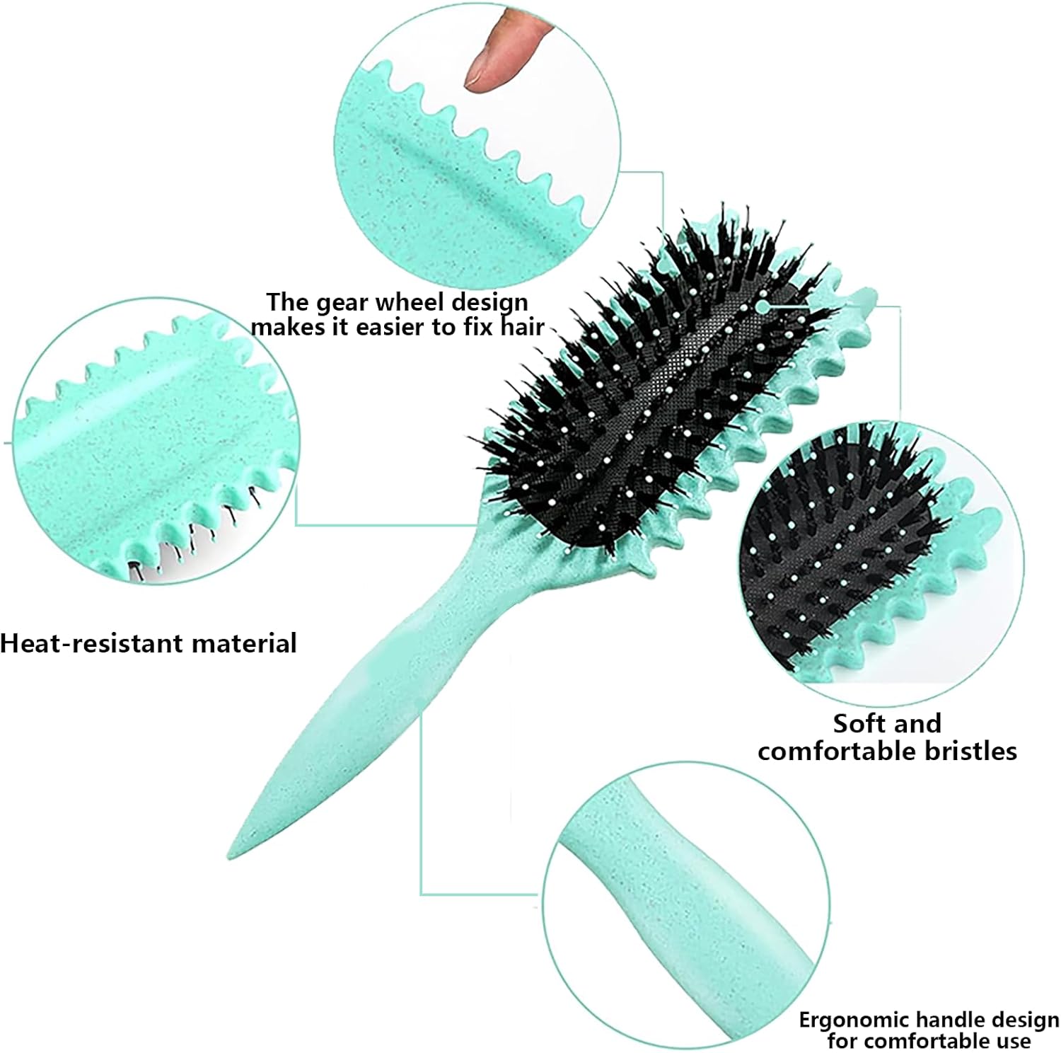 Brosse à boucler - 24cm - boucle, fixation, réduction frisottis, vert