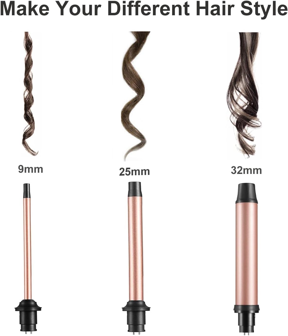 Boucleur cheveux céramique 9-32mm, écran LCD, 3 en 1, grosses vagues