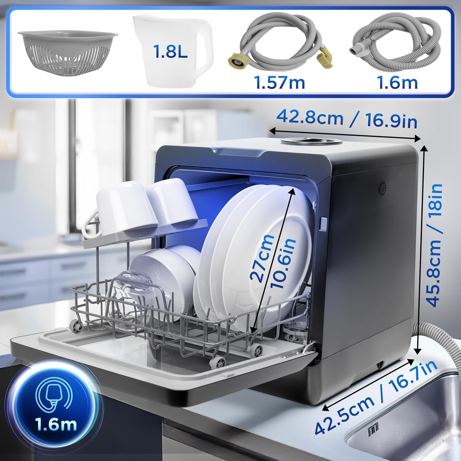 Duronic - DW5 BK - lave-vaisselle compact 950W 7 programmes séchage