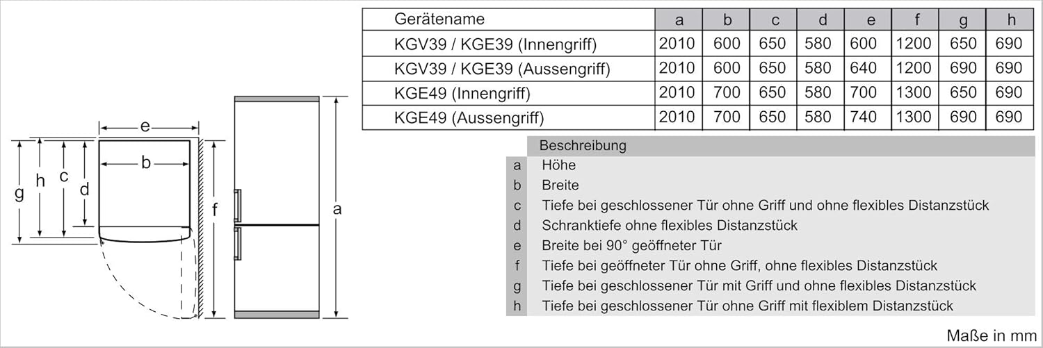 Bosch - combiné Série 6, 201x60cm, inox anti-trace - KGE398IBP
