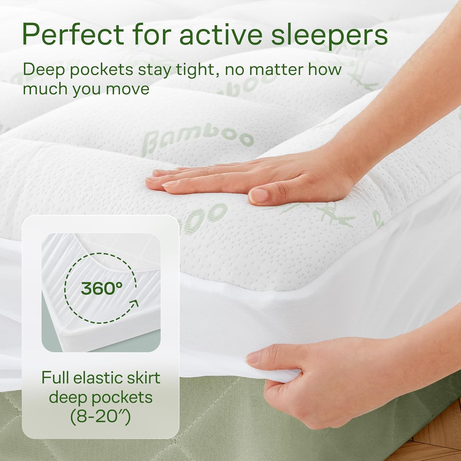 Niagara - Surmatelas bambou 152x203 cm - respirant, rafraîchissant, poches profondes