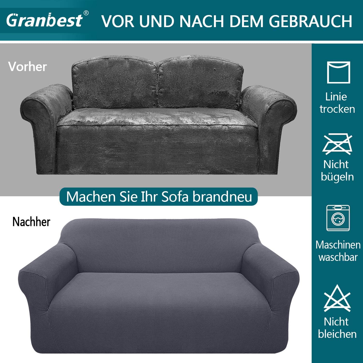 Granbest - housse canapé jacquard élastique, salon, protection, animaux