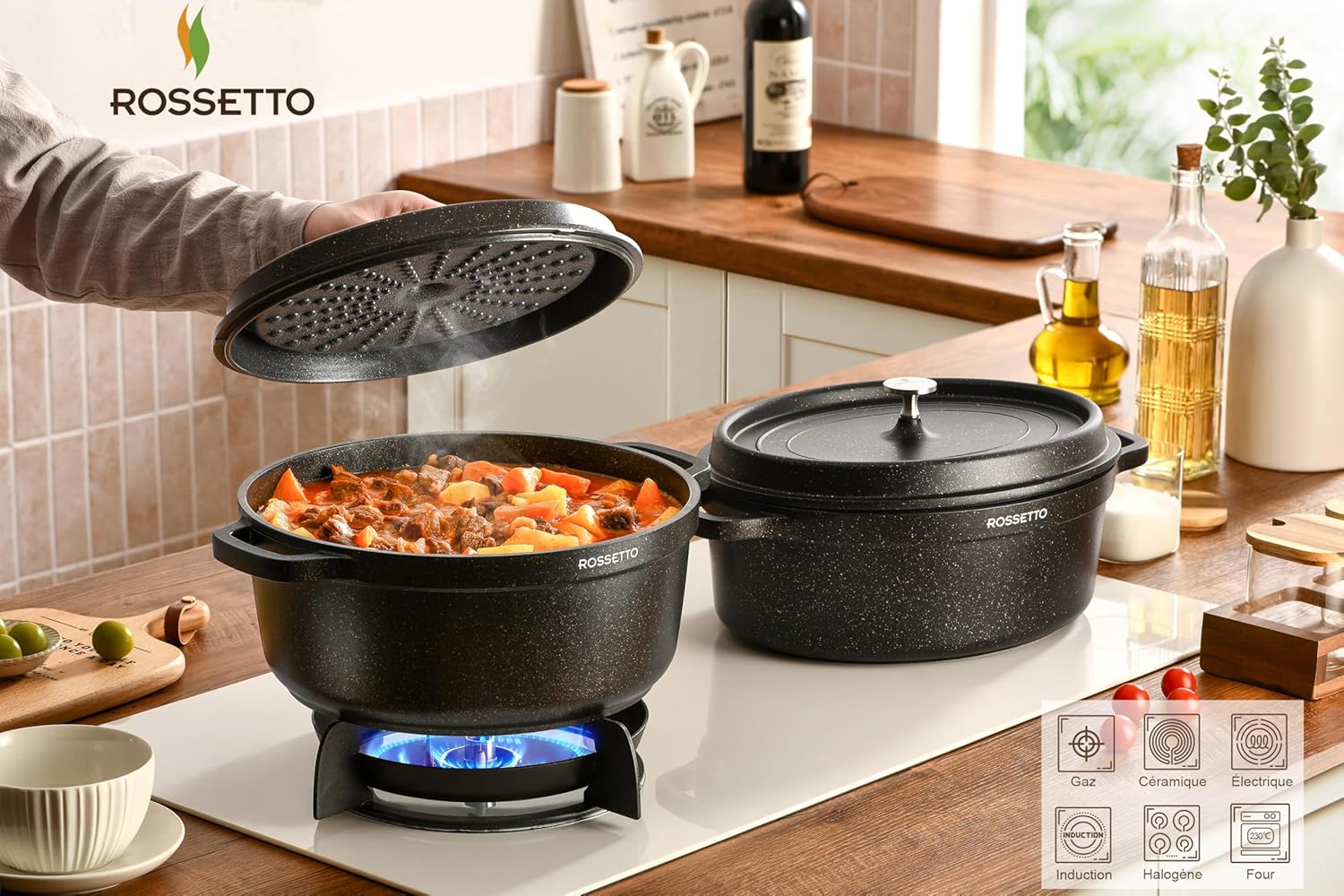 ROSSETTO - Cocotte ovale fonte d’aluminium 31cm 6,3L - antiadhérent, induction, four 230℃