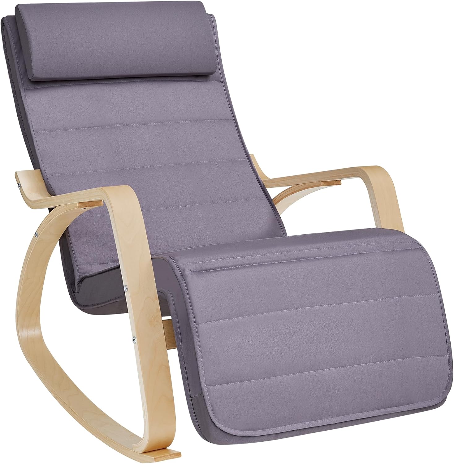 SONGMICS - fauteuil à bascule - 121,5x67x84cm - accoudoirs bois, repose-pieds réglable, capacité 150kg LYY010GZ02