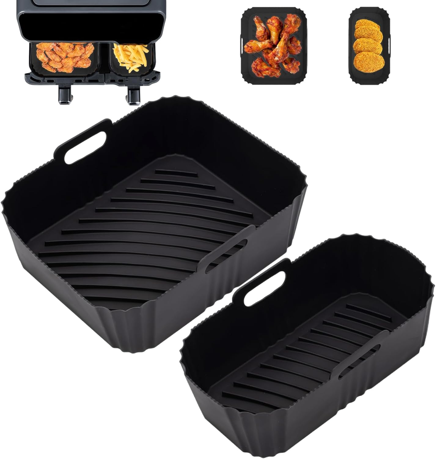 Moule silicone air fryer compatible Moulinex série EZ9018, 5,2/3,1L, réutilisable, accessoires friteuse EZ9018