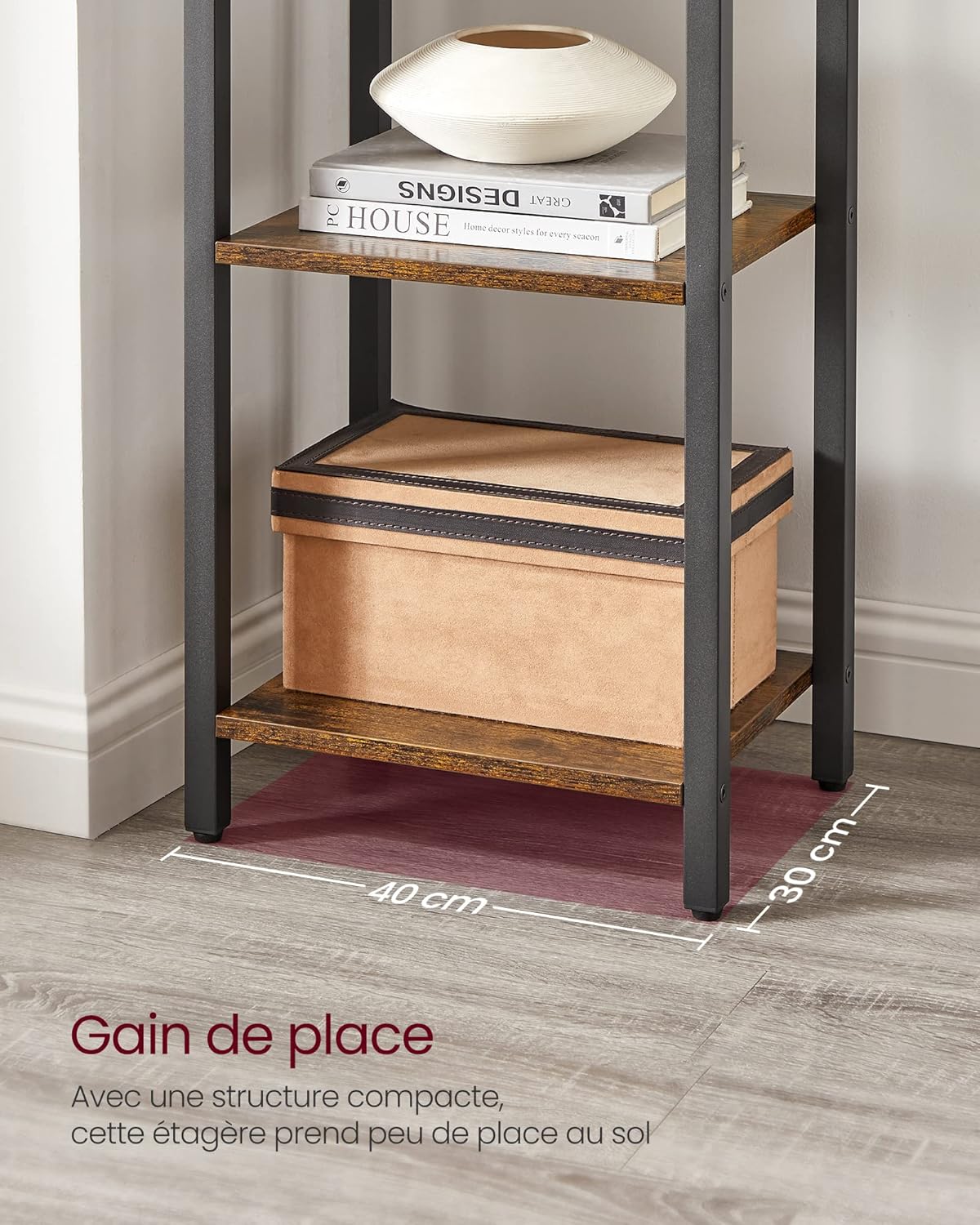 VASAGLE - étagère industrielle 30x40x187,5 cm, 6 niveaux, rangement, LLS101B01