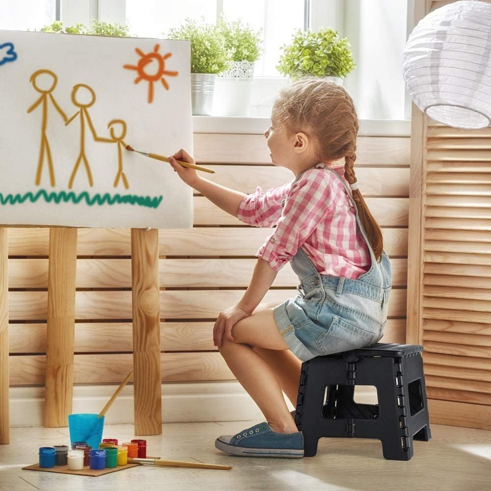HOUSE DAY - Tabouret pliant noir 22cm, 150kg, léger, compact