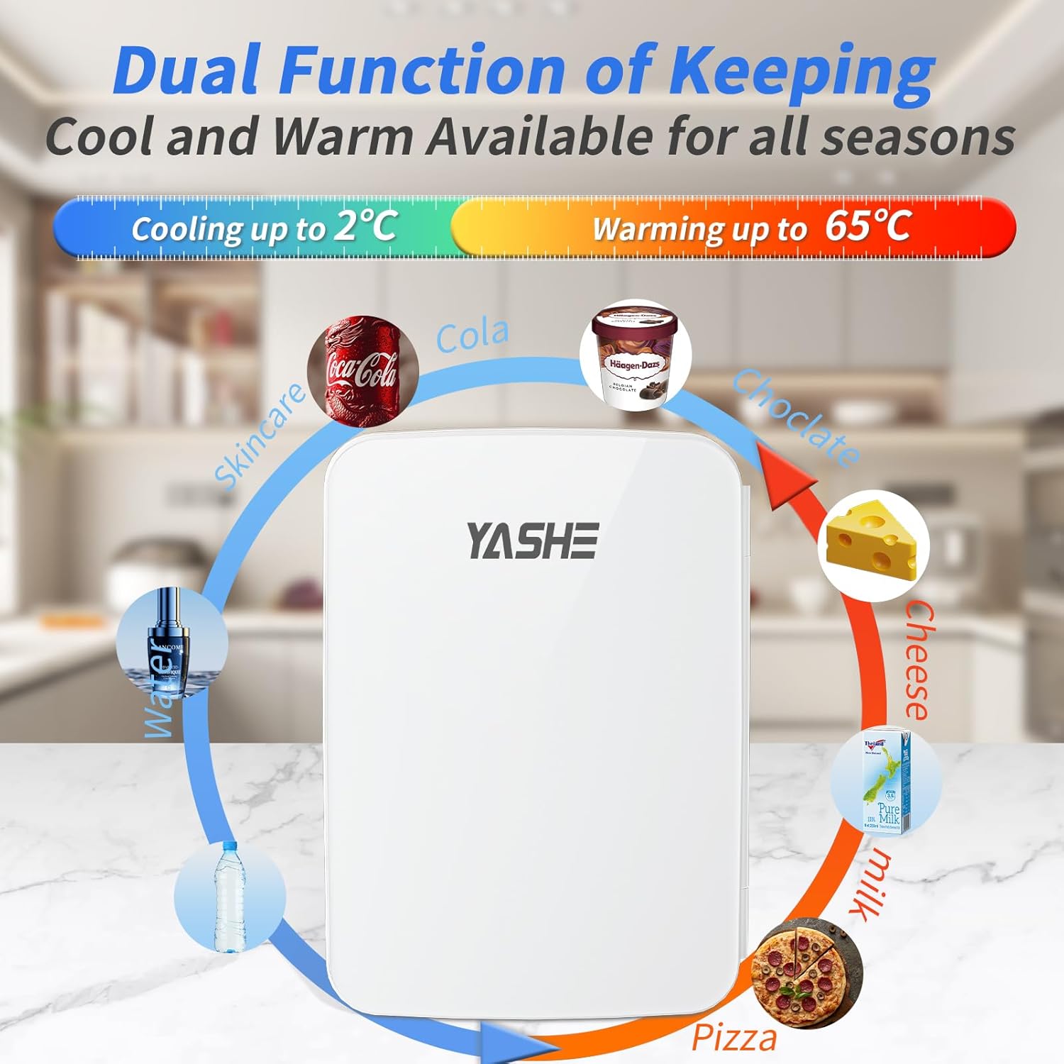 YASHE - Mini Frigo 10L - 6 canettes, thermoélectrique, bureau/voiture