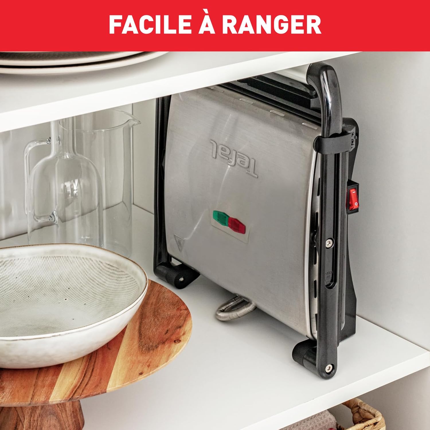 Tefal - GC241D12 - gril viande multifonction, 2000W, rangement vertical, noir/argent