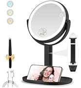 MOMOKUBA Miroir cosmétique avec éclairage, miroir grossissant 20x, éclairage des deux côtés...