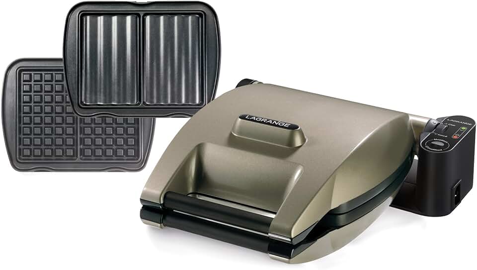 LAGRANGE - Gaufrier Premium - 1200W, plaques amovibles, cuisson personnalisée, réversible, 019422