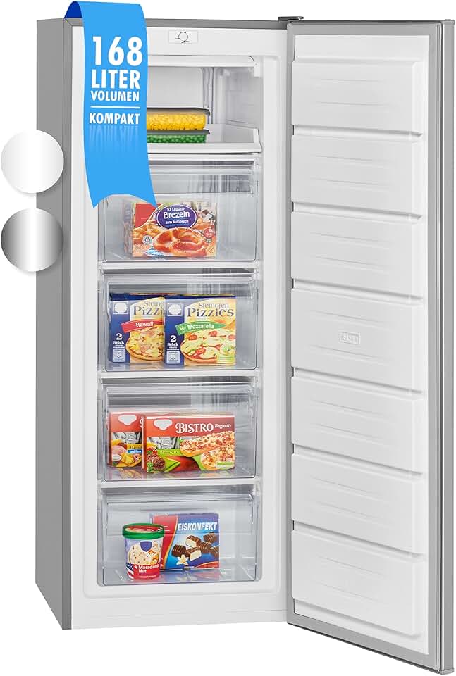 Bomann - congélateur GS 7340 - 168L, 4 tiroirs, inox, commande réglable - GS7340