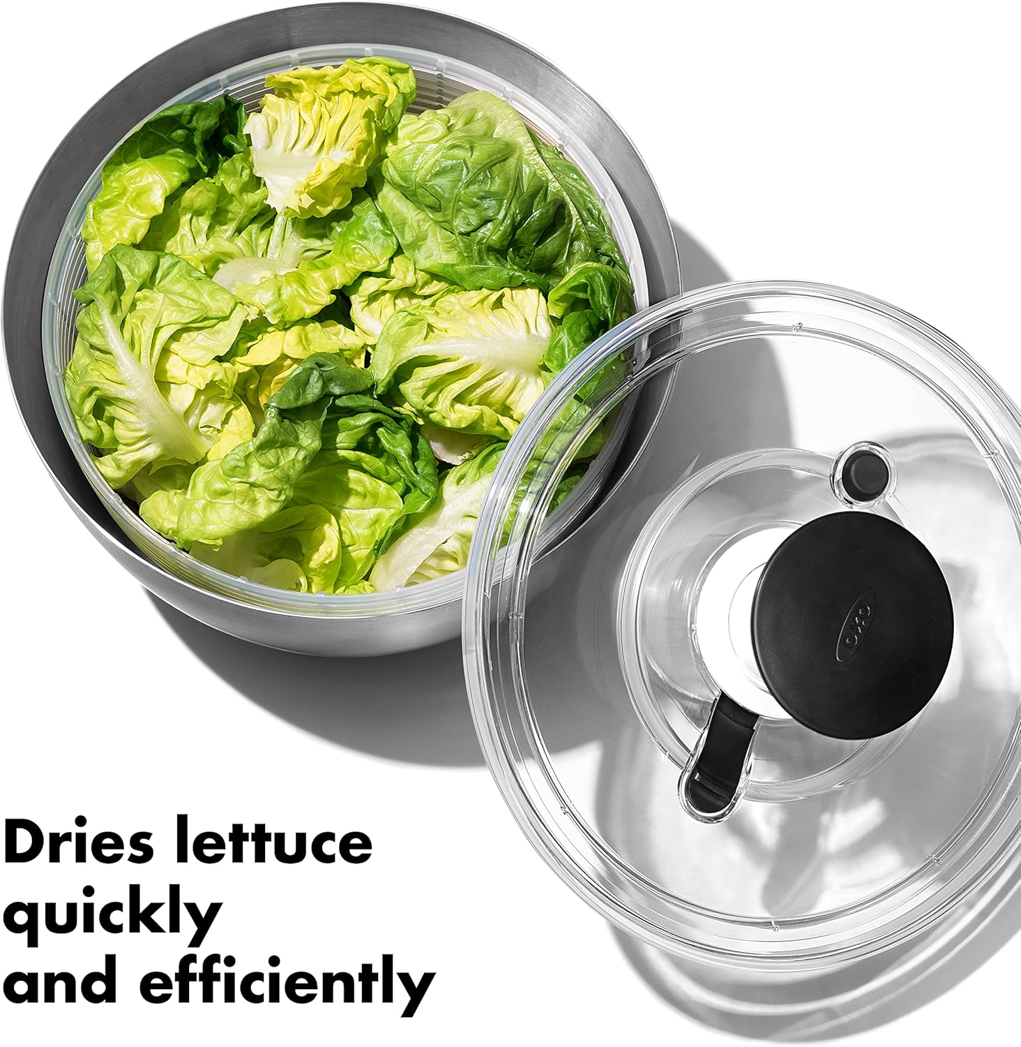 Oxo - Essoreuse à salade inox - grande capacité, poignée antidérapante - 1071497