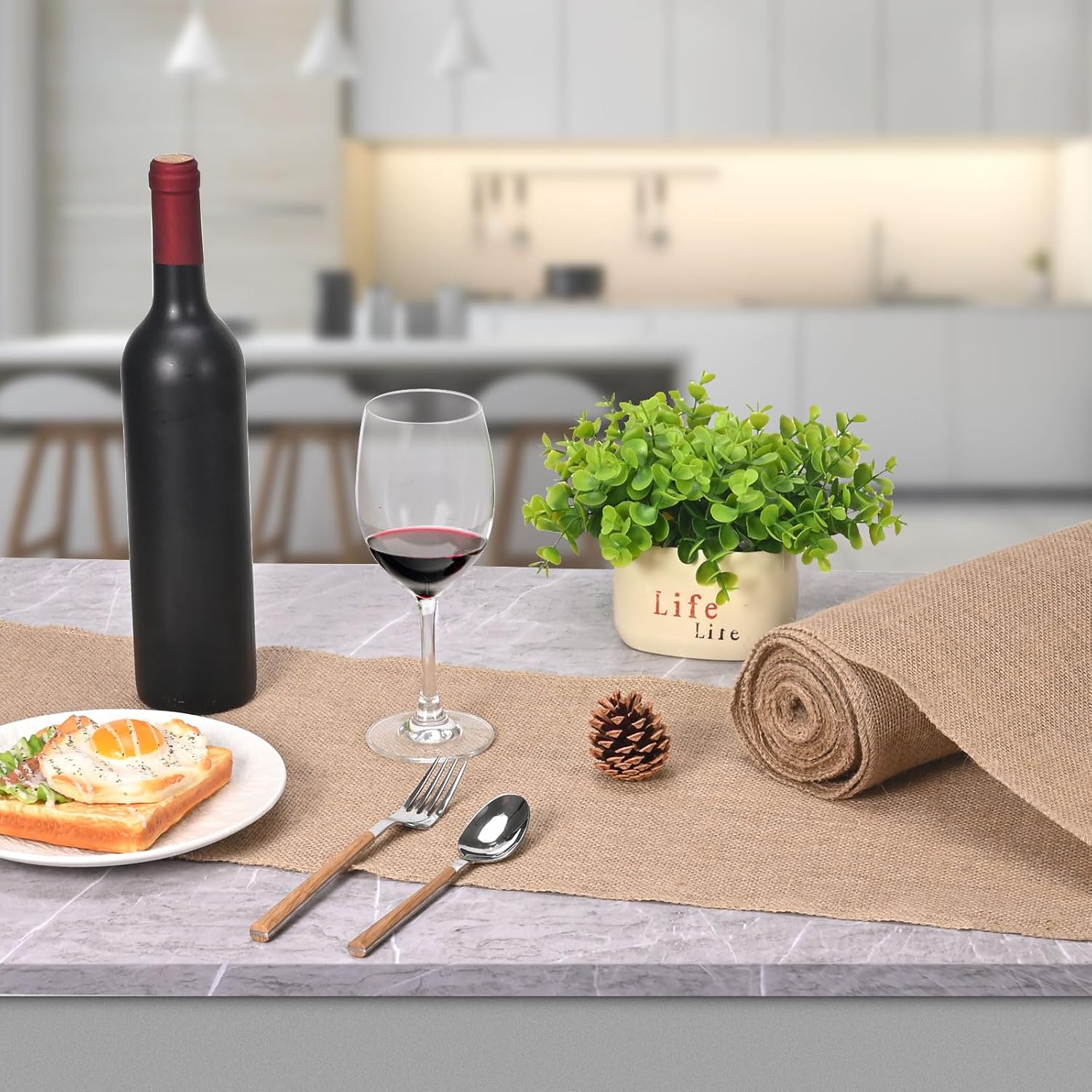 Nappe en jute - 30x1000 cm - bords cousus, coton et lin, découpable